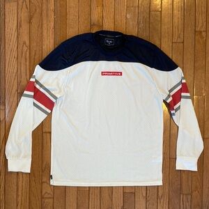 Primitive Men's White and Navy Long Sleeve Jersey Shirt